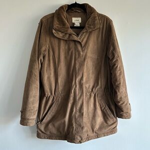 L.L. Bean Tan Faux Suede Corduroy Jacket Coat Large